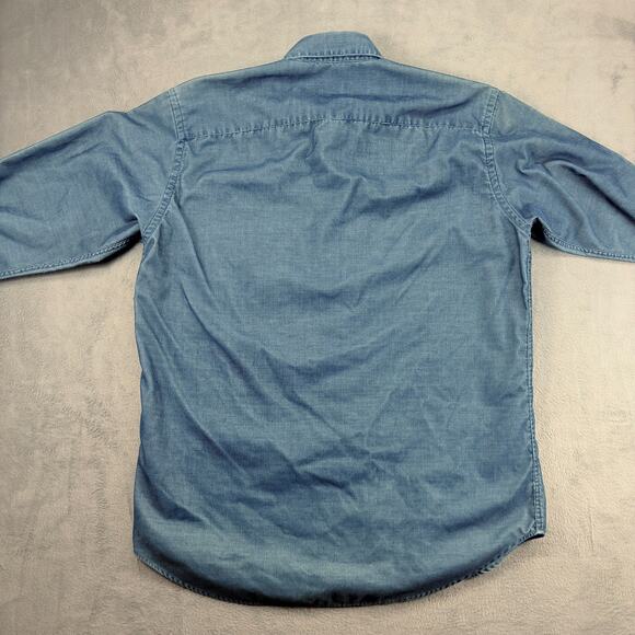 Zegna Sport Corduroy Shirt Mens Medium Blue Long Sleeve Fine Wales Made in Italy - Picture 2 of 8